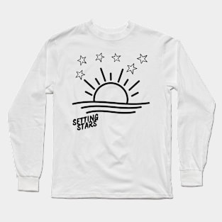 Sun set with stars t-shirt design Long Sleeve T-Shirt